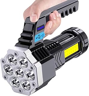 Flashlight Handheld Torch Super Bright Camping Light Waterproof Rechargeable lightweight with High Powerful LED Beads 4 Modes Spotlight Searchlight Lantern for Emergency Outdoor Garden Hunting Fishing