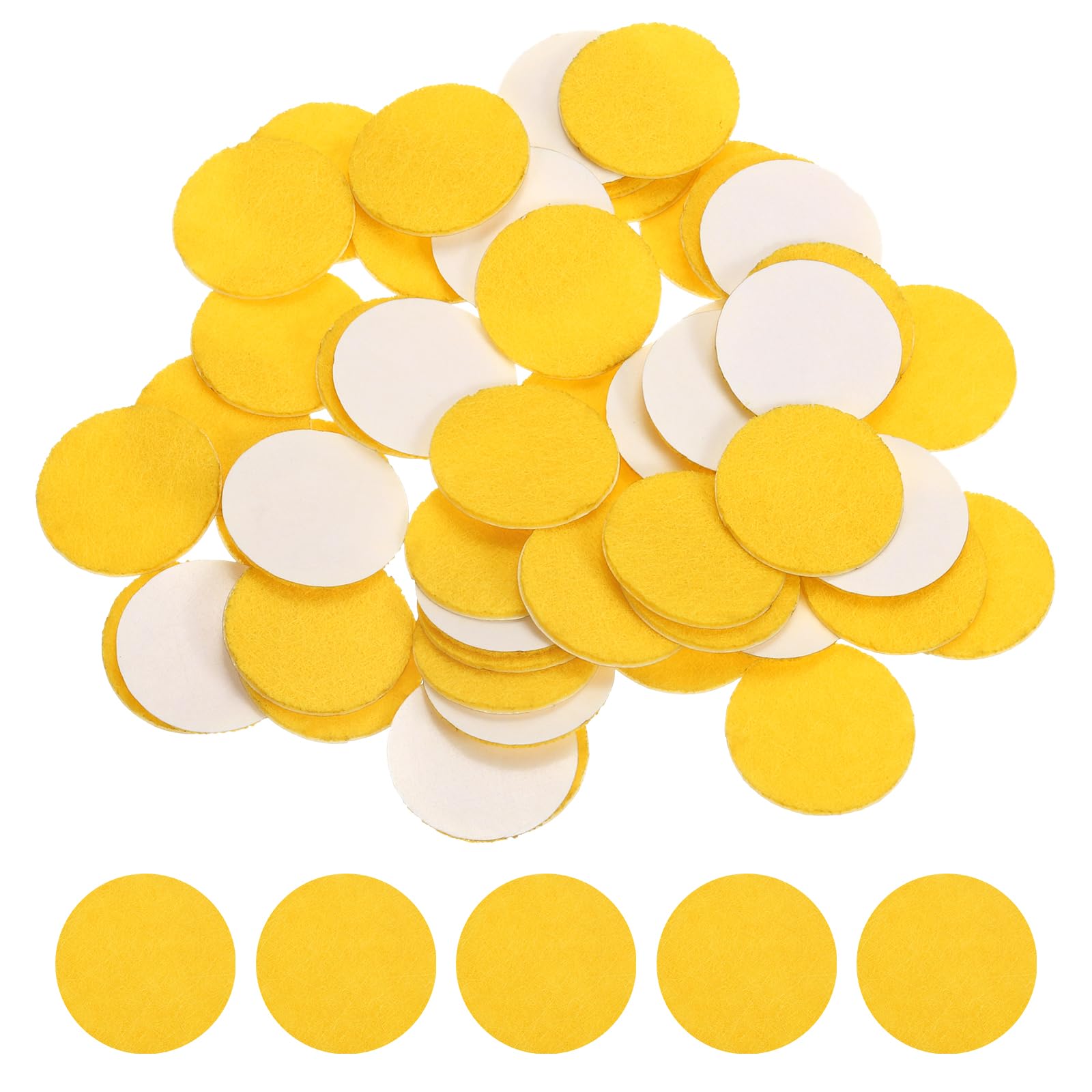 sourcing map 50 Pcs Adhesive Felt Circles, 1" Round Non-Woven Felt Pads Stickers Dots Pre Cut for DIY Crafts Sewing Handcraft Costume Holiday Decoration, Yellow
