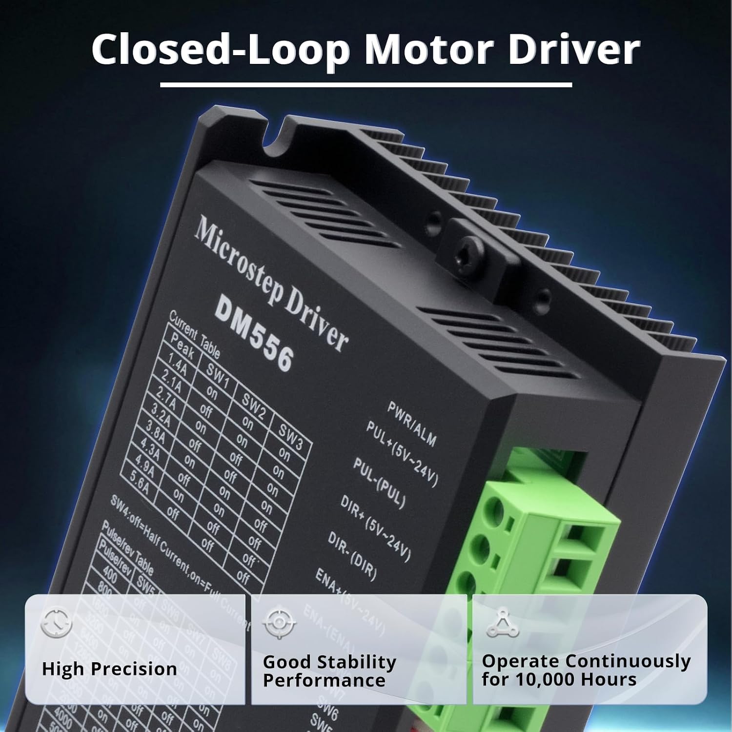 MAKERELE DM556 CNC Digital Stepper Motor Driver/Controller, 1.4-5.6A 20-50V DC 2-Phase 128 Subdivision Micro-Step Driver for Nema 17, 23 and Nema 34 Stepper Motor