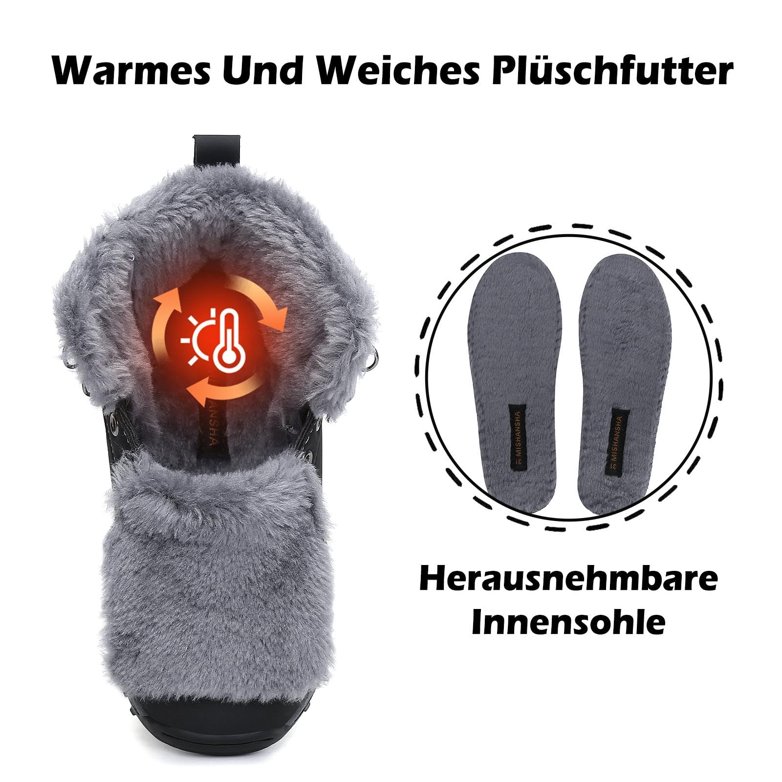 Mishansha Scarpe Invernali Bambini Antiscivolo Stivaletti Invernali con Calda Imbottitura per Ragazzi e Ragazze, Bambino e Bambina, Gr.24-36