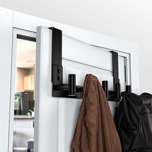 Miniatura 3 de WUIVIUT Ganchos para colgar sobre la puerta, gancho de baño resistente para ropa, abrigo (5 ganchos, se adapta a 1-34 pulgadas de grosor)