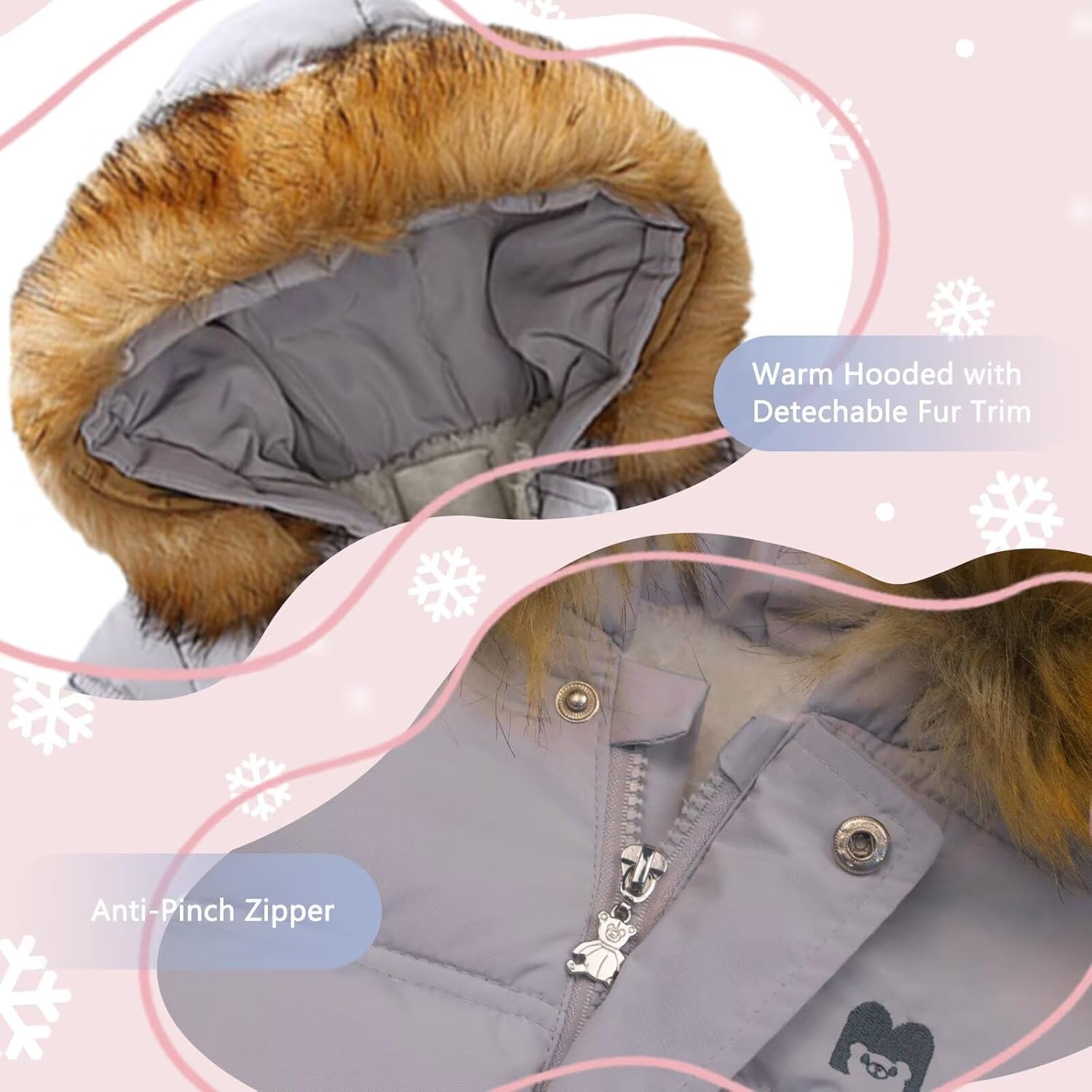 BYFRI Baby Boys Girls Snowsuit with Gloves Toddler Winter Hooded Footie Infant Warm Jumpsuit Outerwer Thick Newborn Coat - Image 4