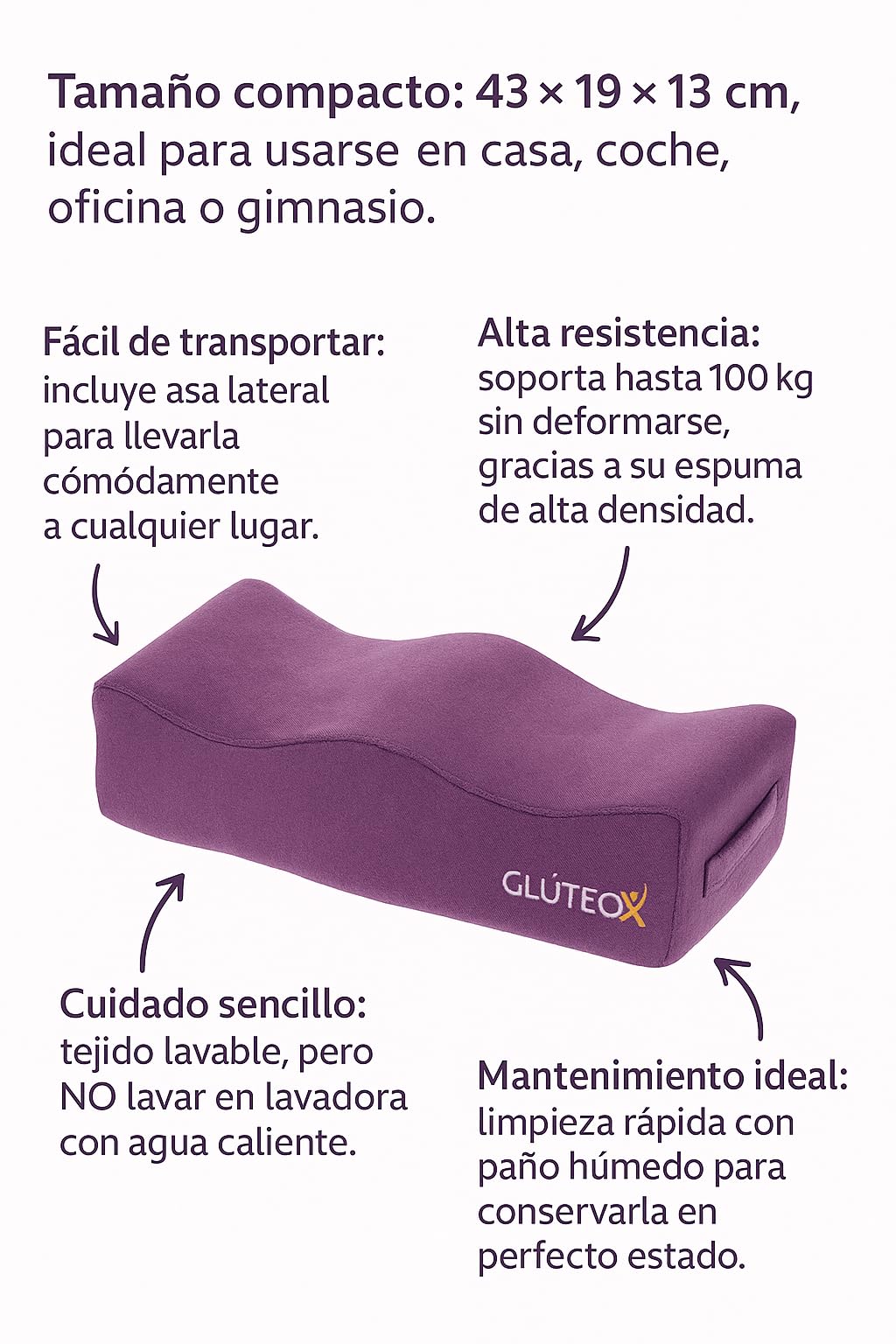 Cojín Realzador de Glúteos – Almohada Ergonómica para Silueta Definida y Postura BBL – Ideal para Ejercicio, Yoga y Pilates – Comodidad y Estilo en Casa, Oficina o Coche – Hecho en España