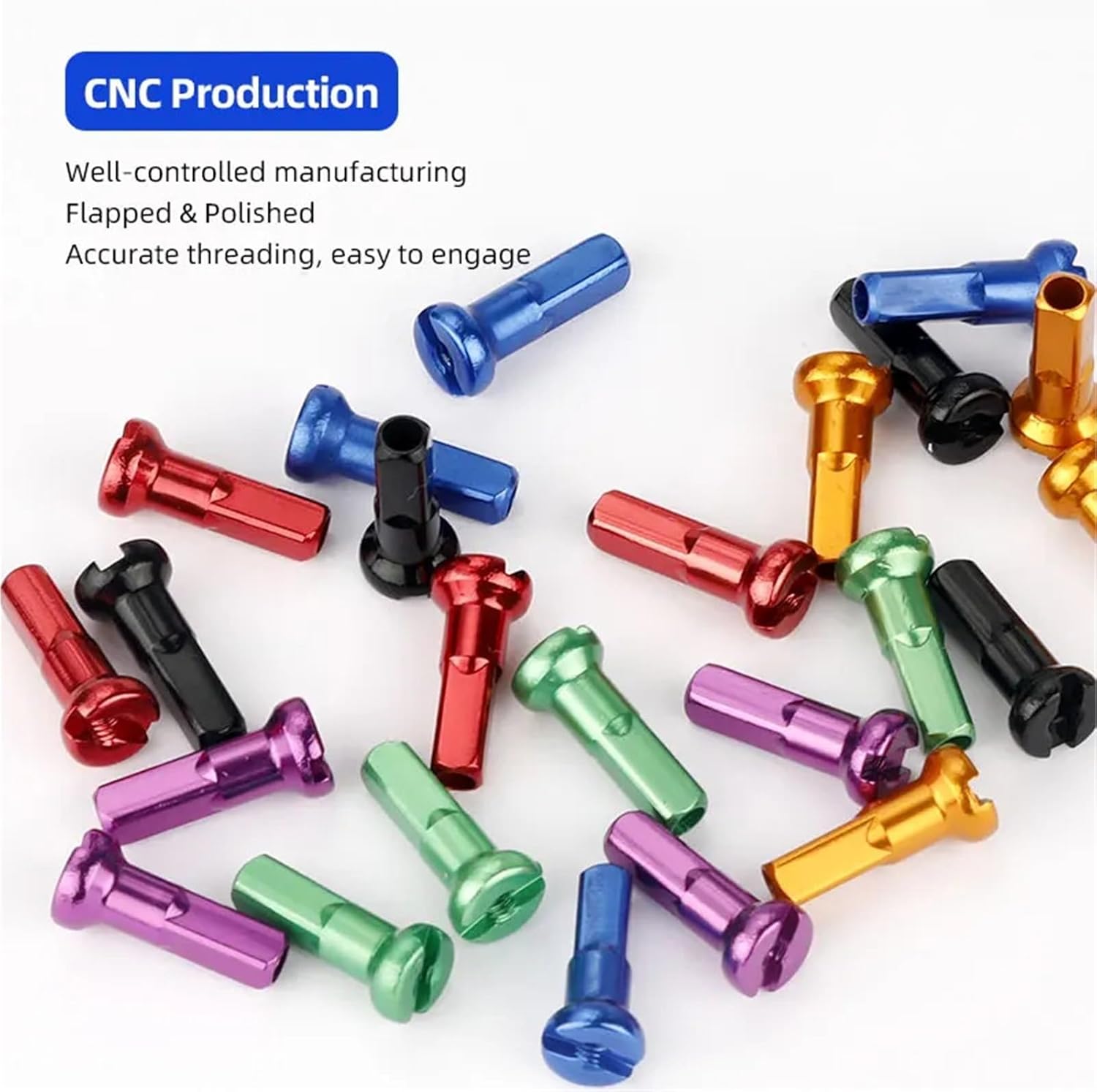 Spoke Nipples 100Pcs Aluminum Alloy Spoke Nipples Anodized 14G 14mm Road Bicycle Wheel Caps E-Bike Rim Nuts