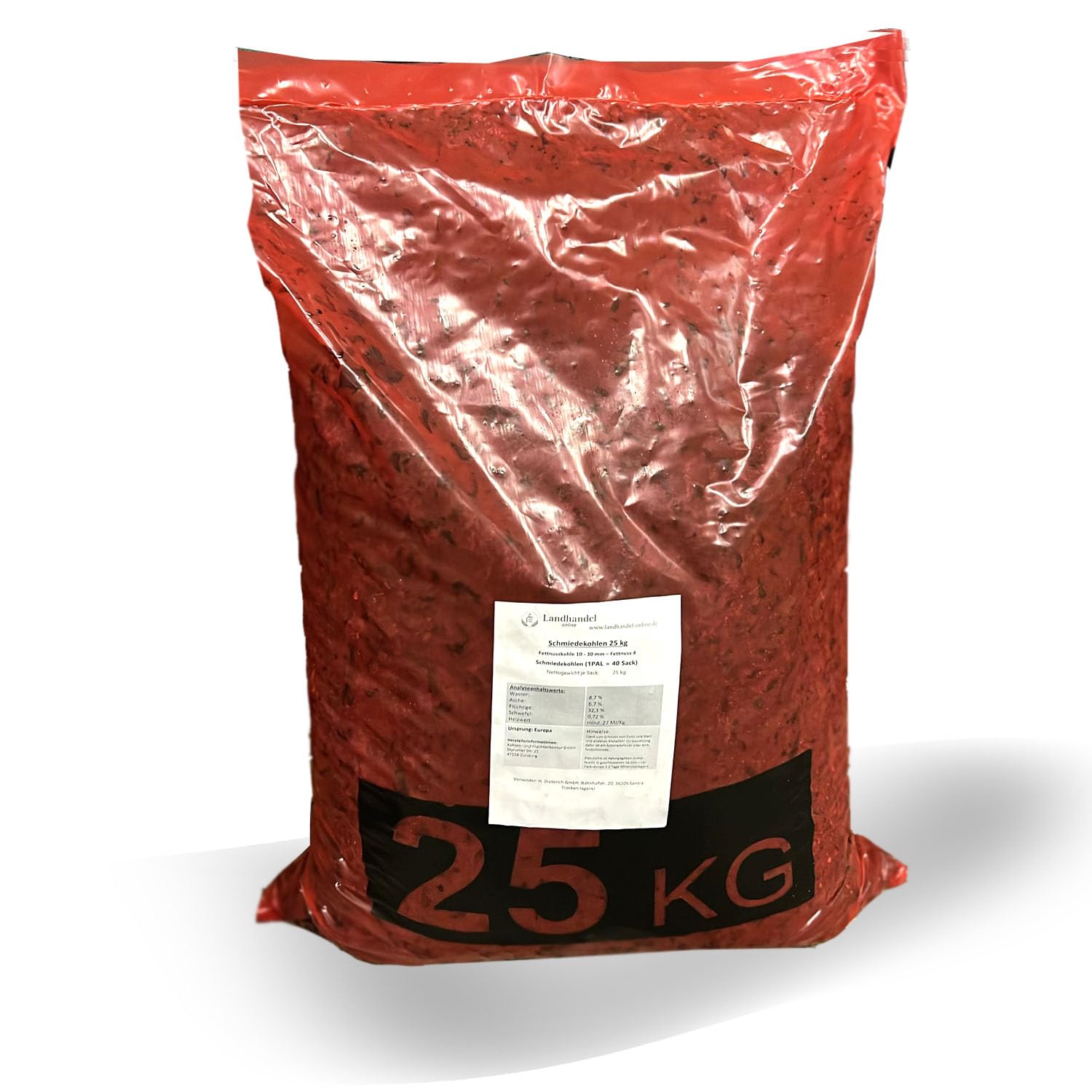 Landixx Schmiedekohle Fettnuss 4, Fettkohle, Schwarz, 25 kg, 10-30mm Körnung
