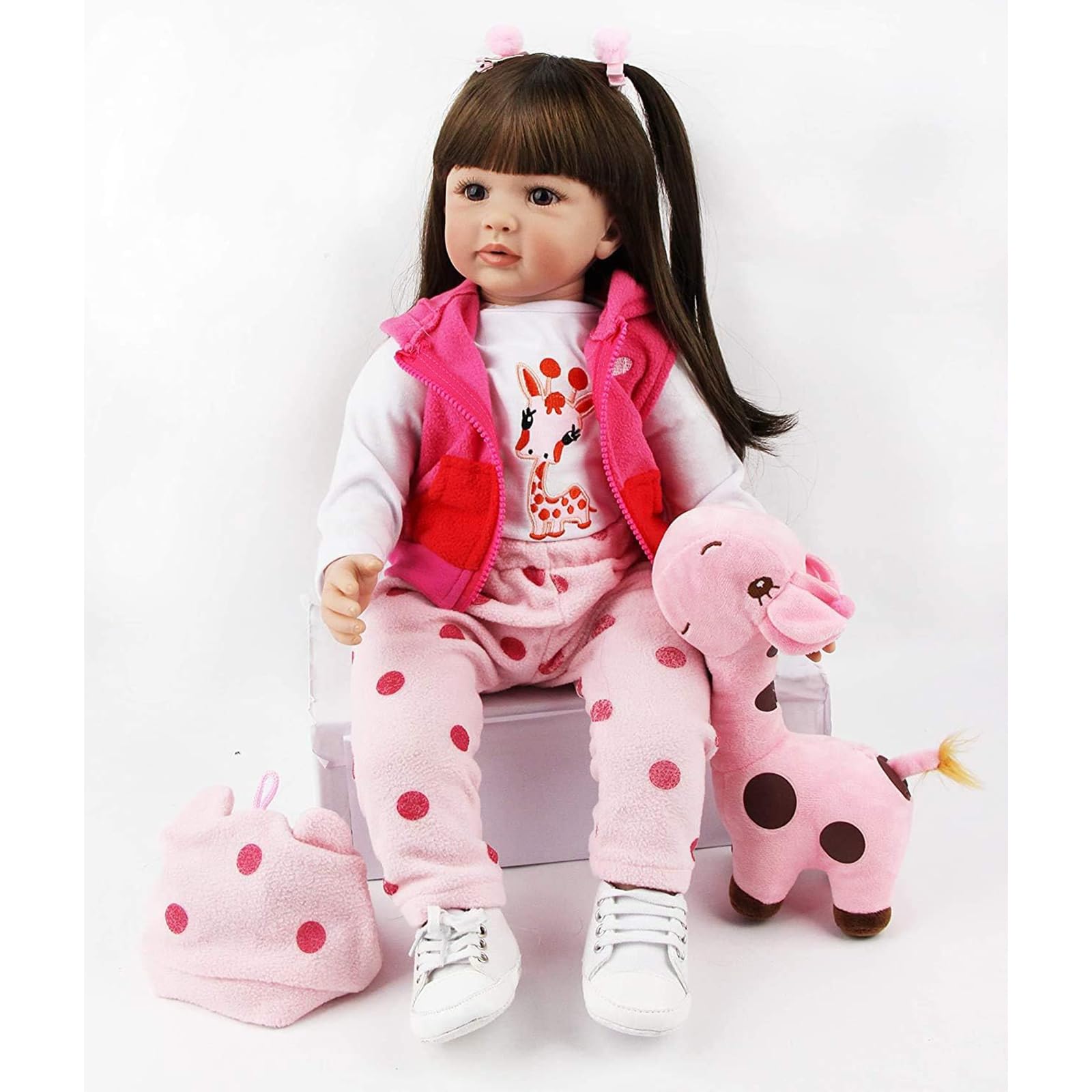 ZIYIUI Bambole Reborn Femmine 24 Pollici 60 cm Realistica Bambole Reborn in Silicone Morbido Capelli Lunghi bambolotti Che sembrano Veri Neonata Bambino Reborn Toddler
