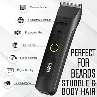 Brio Blackout Beardscape V2 Men's Beard Trimmer, 4 Speed, Rechargeable Battery, Low Friction Ceramic, 1.6 Pounds, Black
