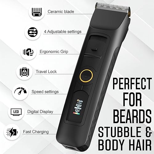 Miniatura 4 de Brio Beardscape V2 - Recortadora de barba para hombres profesional con hoja de cerámica de baja fricción, recortadora de pelo profesional