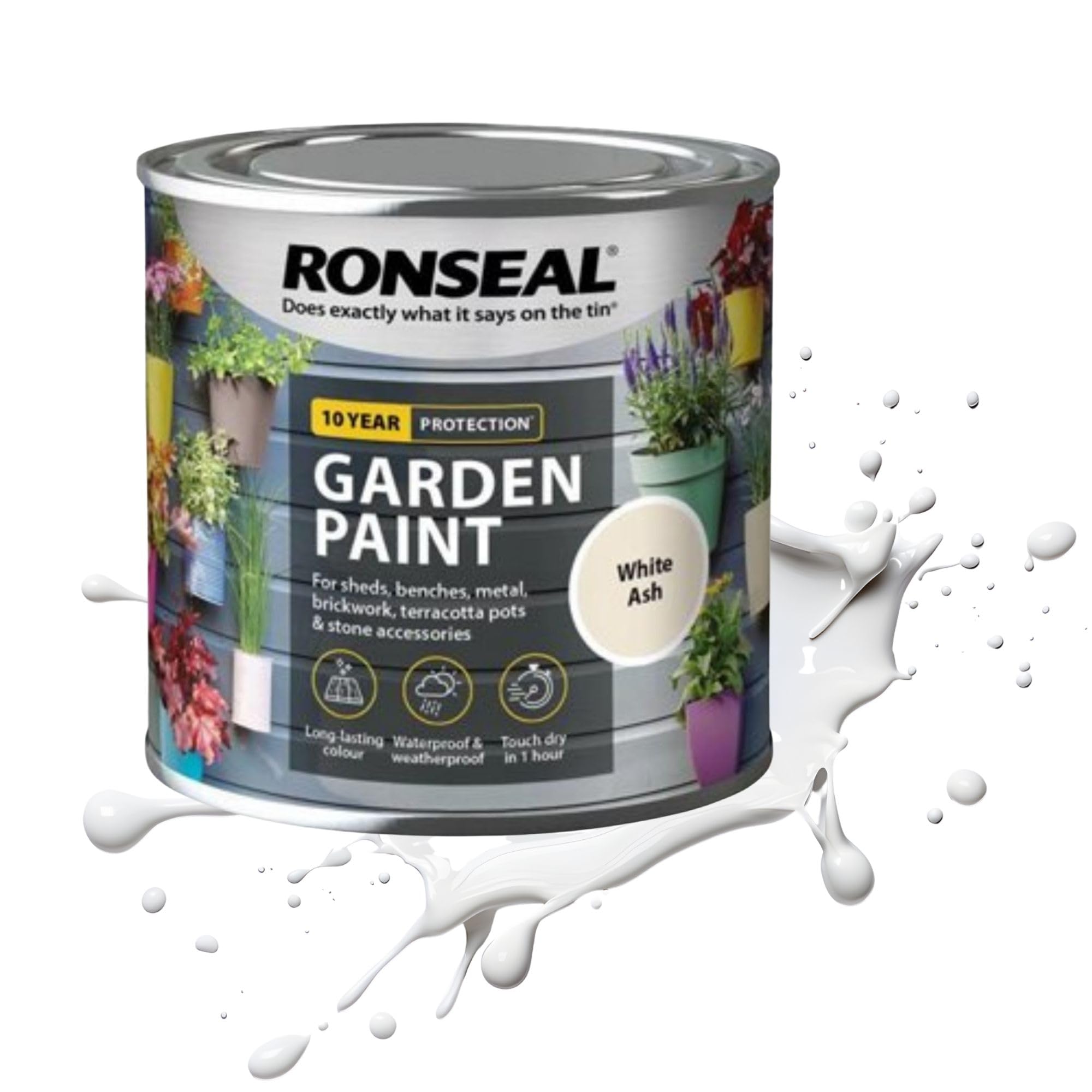 AOC24 750ML Garden Paint White Ash, Water Based Outdoor Paints, Long Lasting Weather Resistant, Fast Drying Color for Wood, Bricks, Pots, Anti Crack Peeling DIY Paint (White Ash, 750 M L)