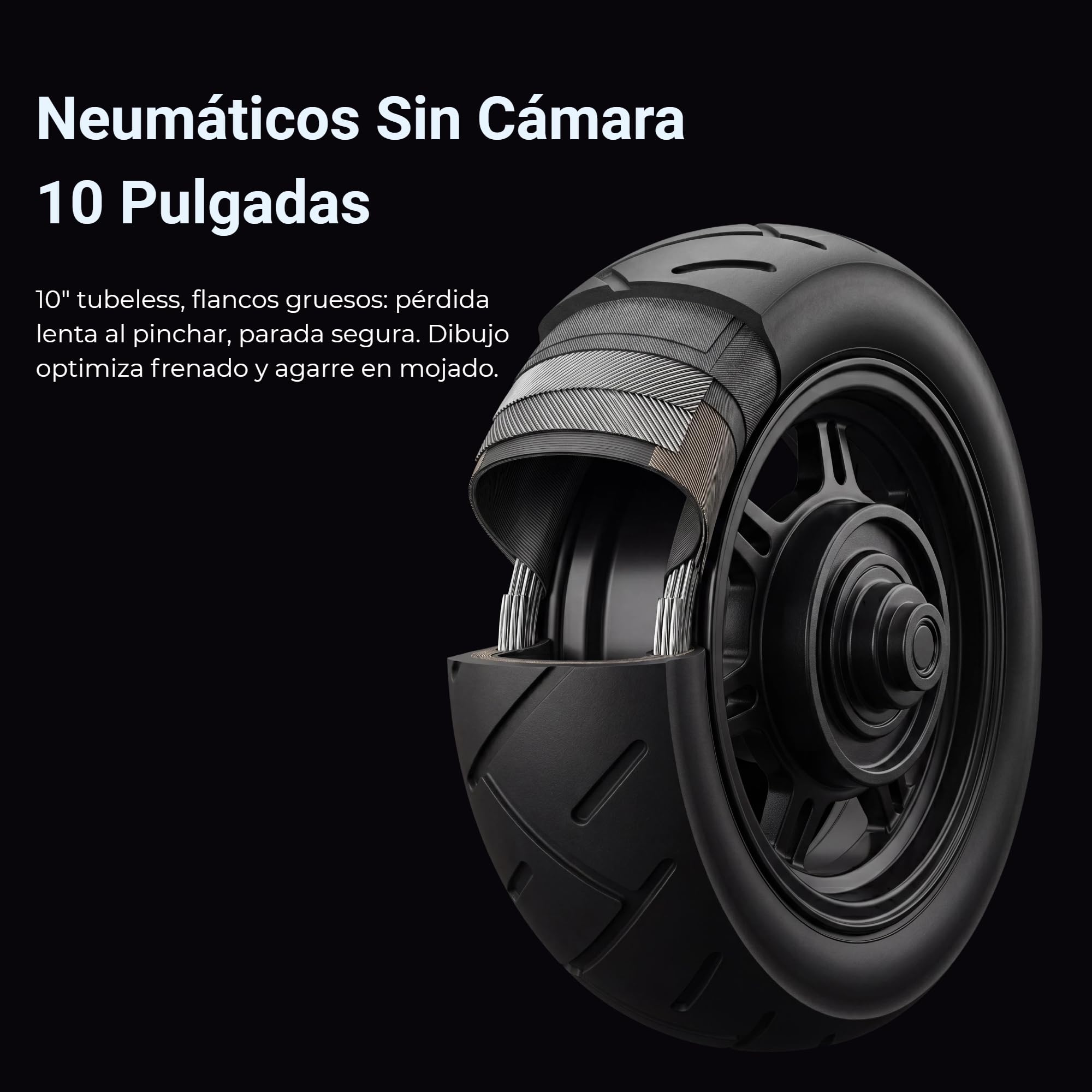 N5 Patinete Eléctrico con Tracción Trasera Neumáticos Tubeless 10" | Motor 350W, 25 Km Autonomía, Pendiente 18%, Sistema TCS, Sistema BMS, Frenos Duales, Estructura ligera, Plegable, IPX4