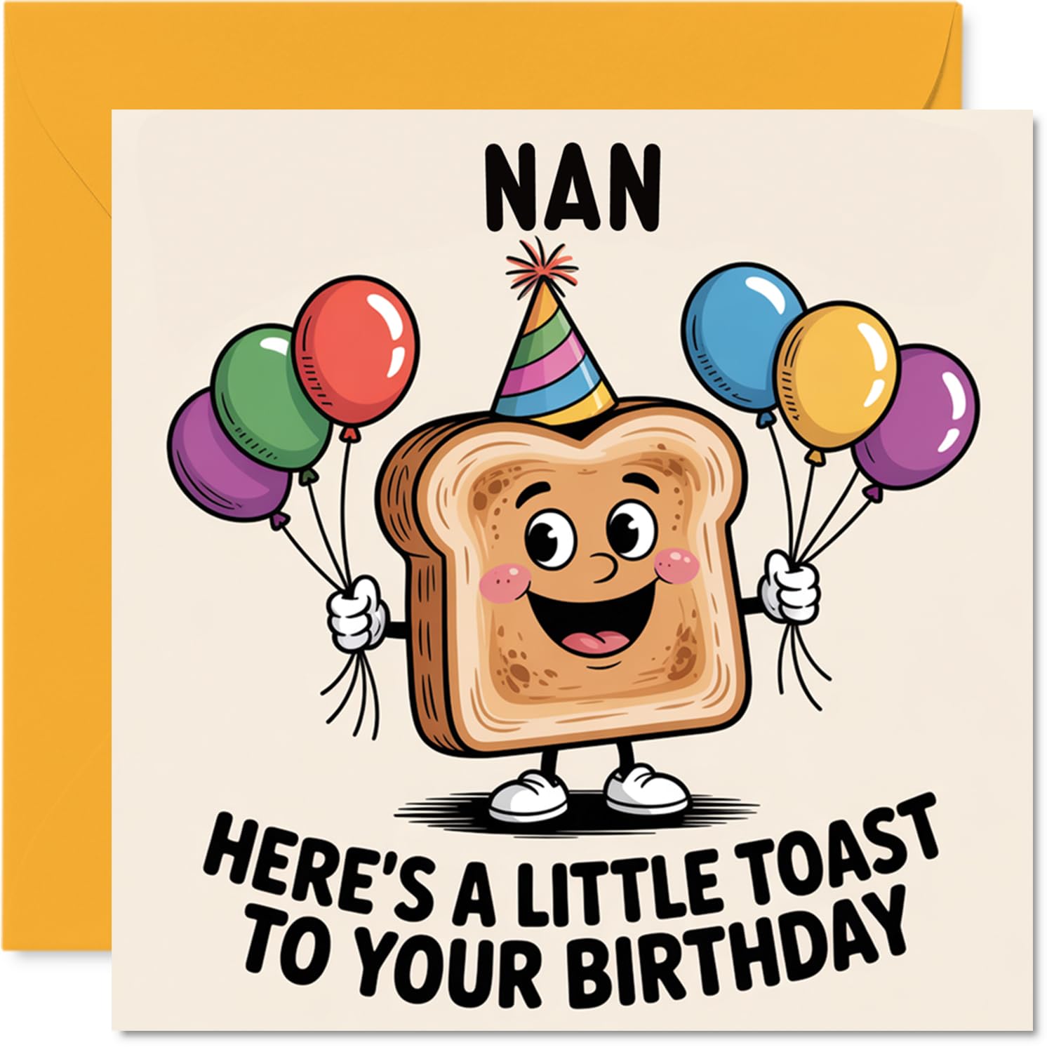 Nan Birthday Card - A Little Toast To You - Happy Birthday Card for Nan from Grandson Granddaughter, 145mm A Little Toast To You Bday Greeting Cards