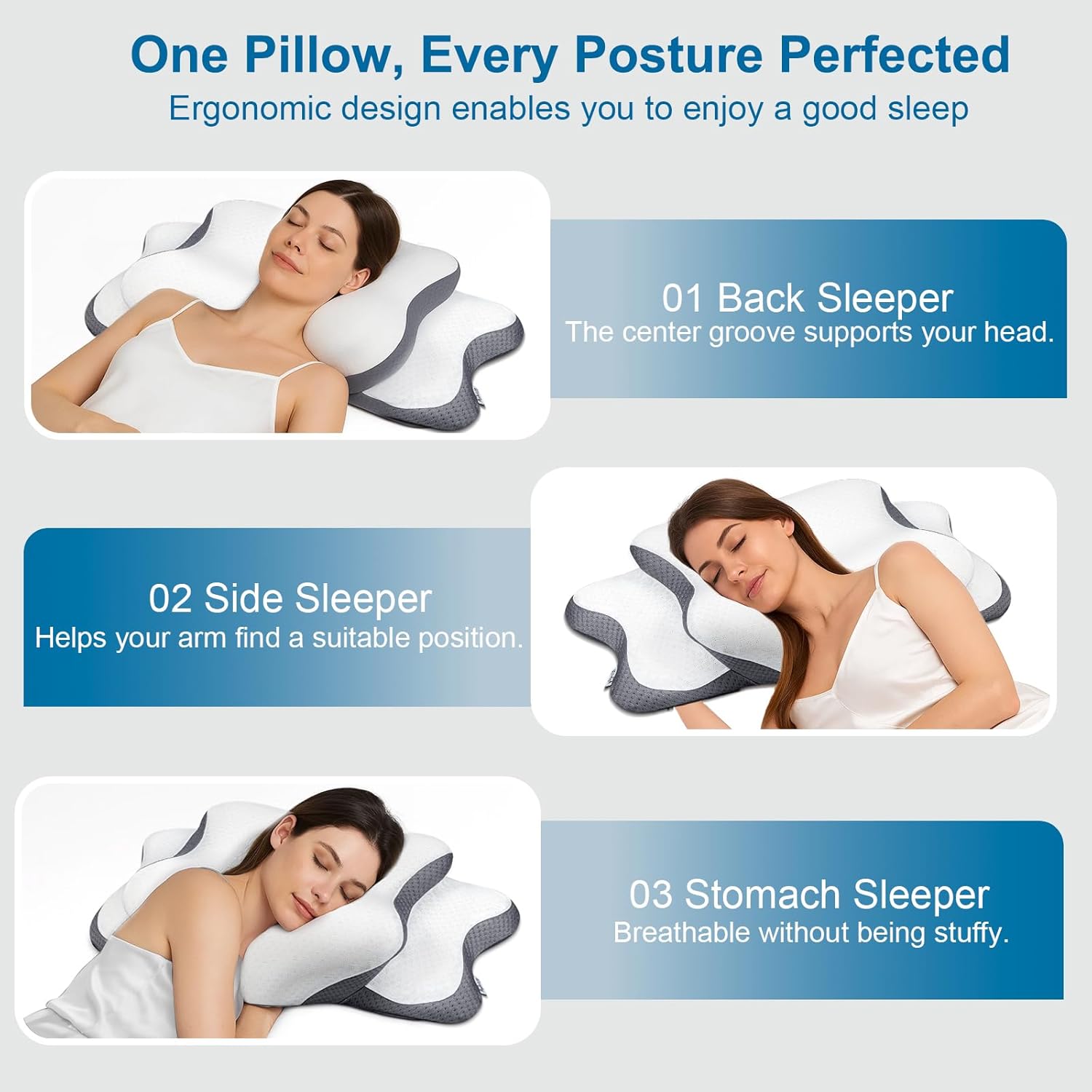Dreamers Relief Pillow - Memory Foam Orthopedic Pillows for Neck Pain Relief, Side Sleepers,Cervical Pillow for Neck Pain Relief, Stomach,Shoulder,Slumber,Snoring