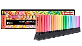 Highlighter BOSS ORIGINAL - ARTY - Deskset of 23 - Assorted Colors&comma; Chisel Tip&comma; Anti-Dry Out Technology