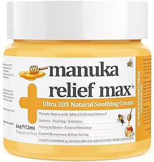 1 Pack Glans Penis Relief Cream - Manuka Honey Tea Tree Oil Balm, 100% Organic Natural, Gentle, Soothing Ointment, Relief from Irritation, Itch, Redness, Suitable for Adults, Fast Acting