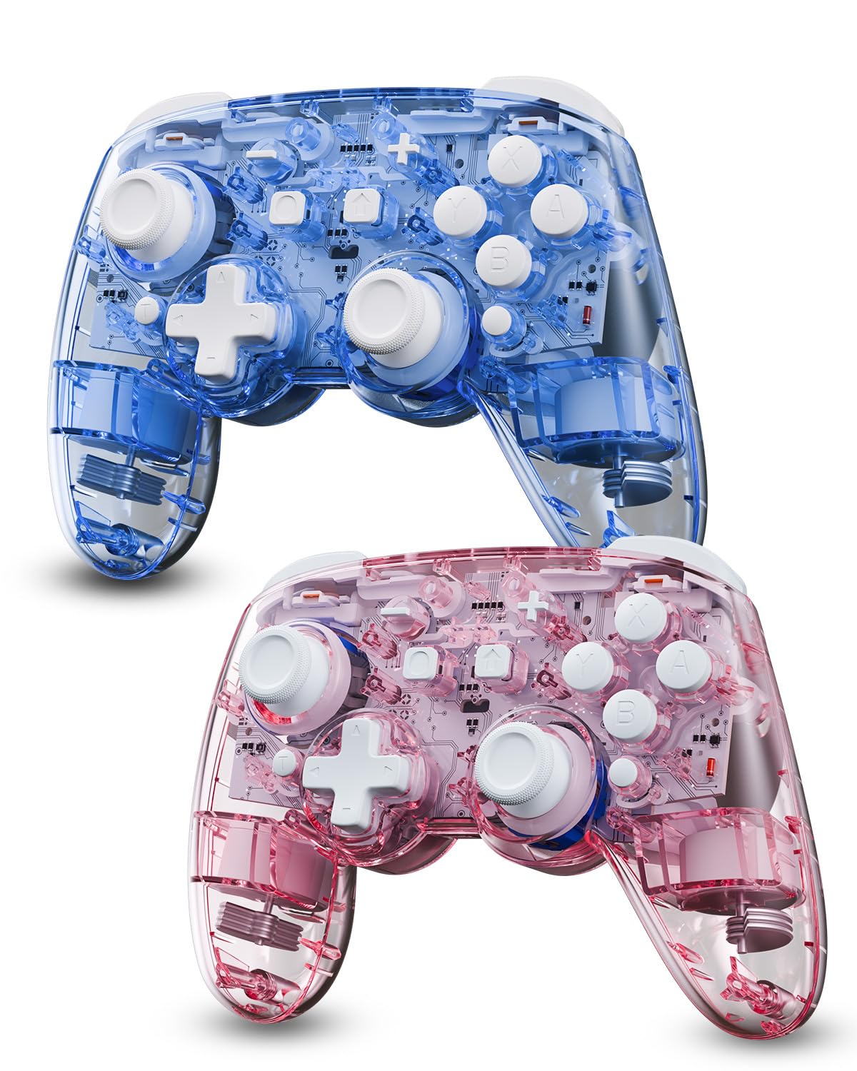 Gipnruot Manette sans fil à effet Hall Switch 2, manette Pro sans fil compatible avec Switch 2/OLED/Lite, manette Bluetooth avec 7 couleurs LED/macro/capteur de mouvement/turbo - Rose/Gris