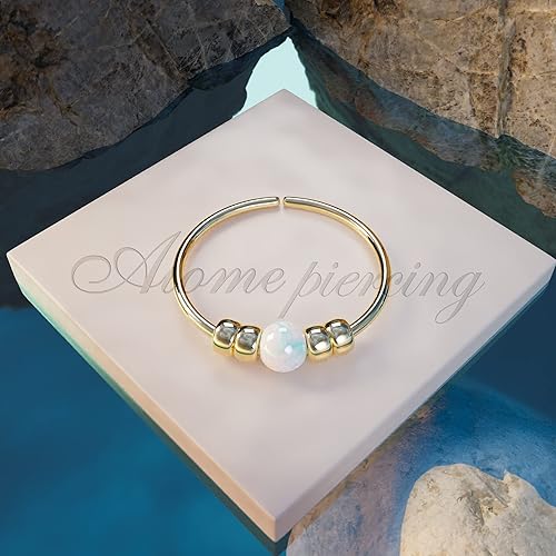 Vista 4 de Opal nose ring - Thin 14k Gold Filled Tiny White Opal Nose piercing Hoop - 2 mm White Opal piercing Nose Hoop - 24 gauge very Thin Nose Hoop Tiny