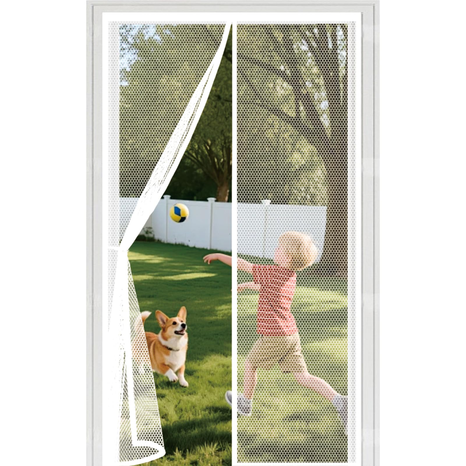 Liuyanyan White Fly Screens For Doors 78 X 187 Cm With Powerful Magnets Automatically Closes And Magic Tape, Install Without, Keep Bugs Out, Door Curtains To Stop Flies For Balcony Door,