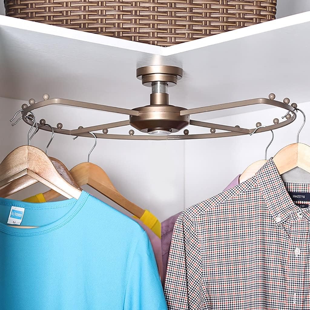 Wardrobe Corner Hanger, Clothes Rail for Cloakroom Space Saving,Rotatable,Round Rack,Bearing Capacity 30kg(420mm)