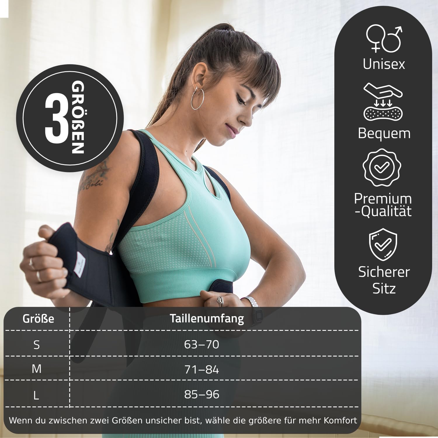 Roar® Haltungstrainer Damen Herren – Rückengurt Haltung, Geradehalter Rücken, Hohlkreuz Korrektur, Körperhaltung Korrektur – Haltungskorrektur