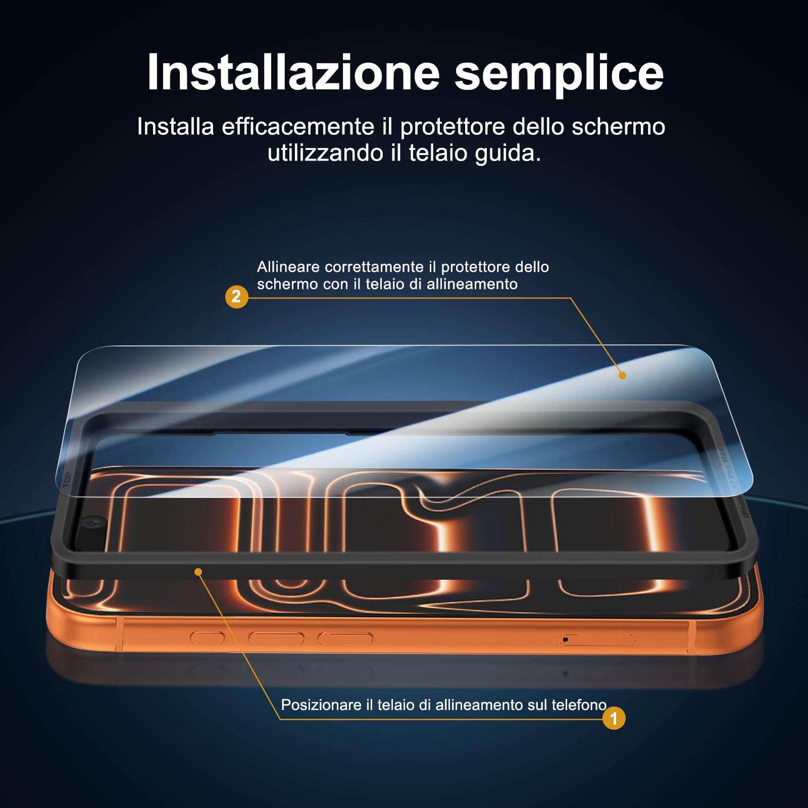 NEW'C Vetro Temperato Per IPhone 17 Pro Max 6.9″ – 3 Pellicole + 3 Protezioni Fotocamera, Tool Di Installazione