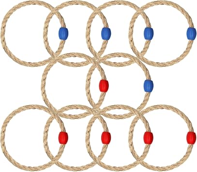 10 Pack Sisal Rope Ring Toss Game Replacement Parts for Kids and Adults, Outdoor Toss Rings for Speed Agility Practice Game,Yard Games Lawn Games for PartyRed and Blue