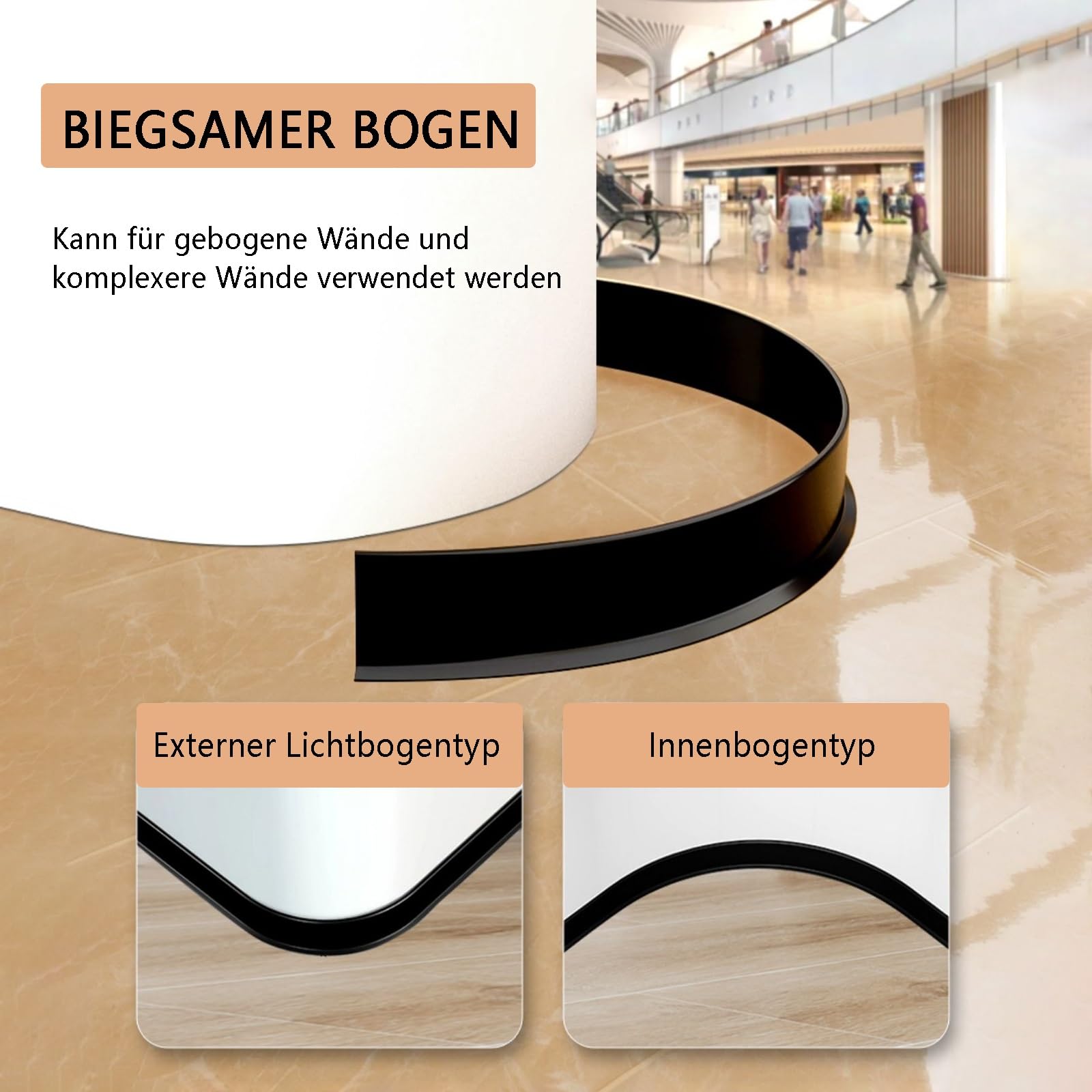 Aluminium Sockelleisten In Verschiedenen Höhen Länge 125 Cm * 2 Stück Clips Für Sockelleisten Küche Verschleißfest Und Lichtecht Flexibel Für Jedes Raumkonzept(Roségold gebürstet,Höhe: 60mm)