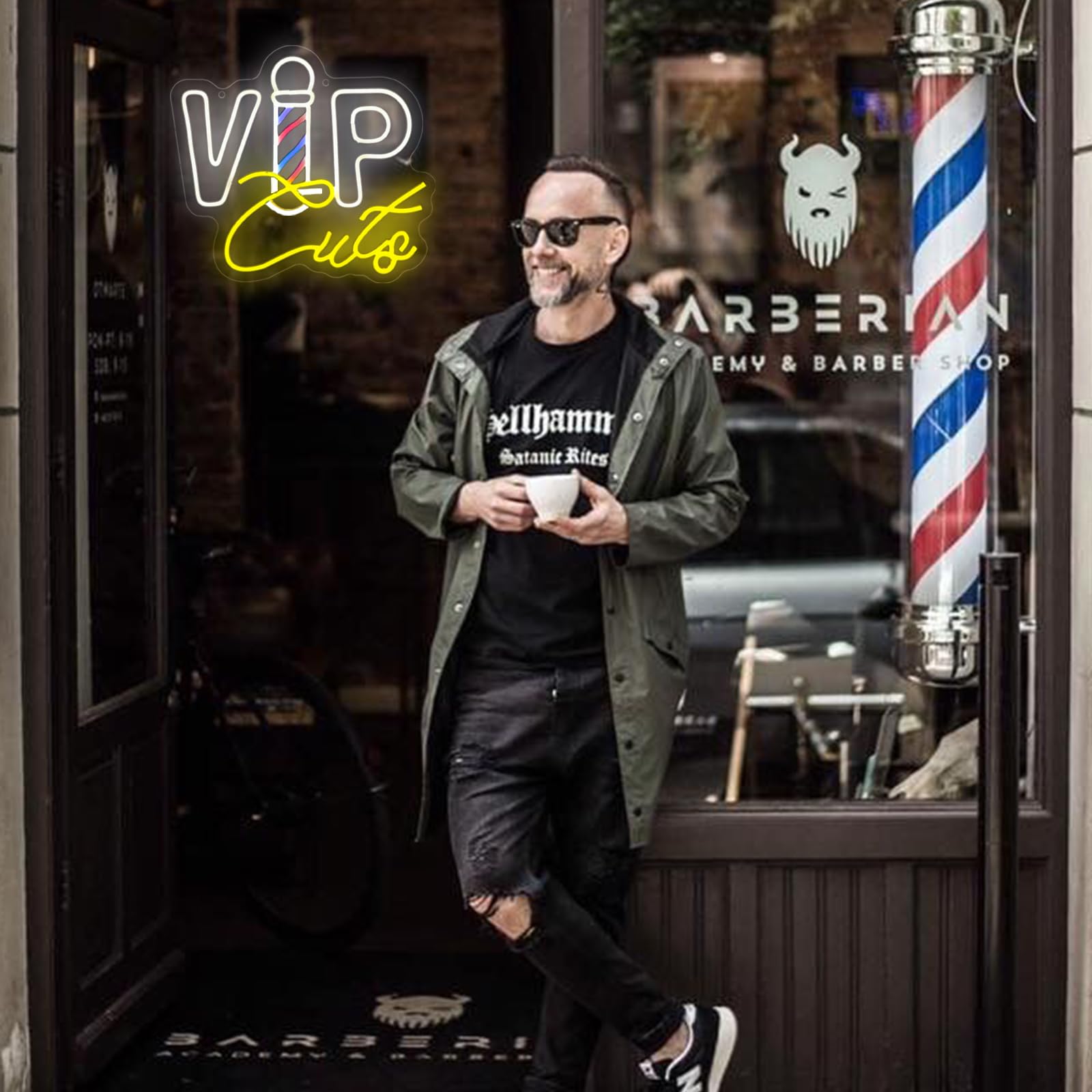 Neonowe znaki do dekoracji ścian, VIPcuts Neonowe znaki LED do salonu fryzjerskiego, salonu piękności, studia, na urodziny, Boże Narodzenie, prezent dla fryzjera