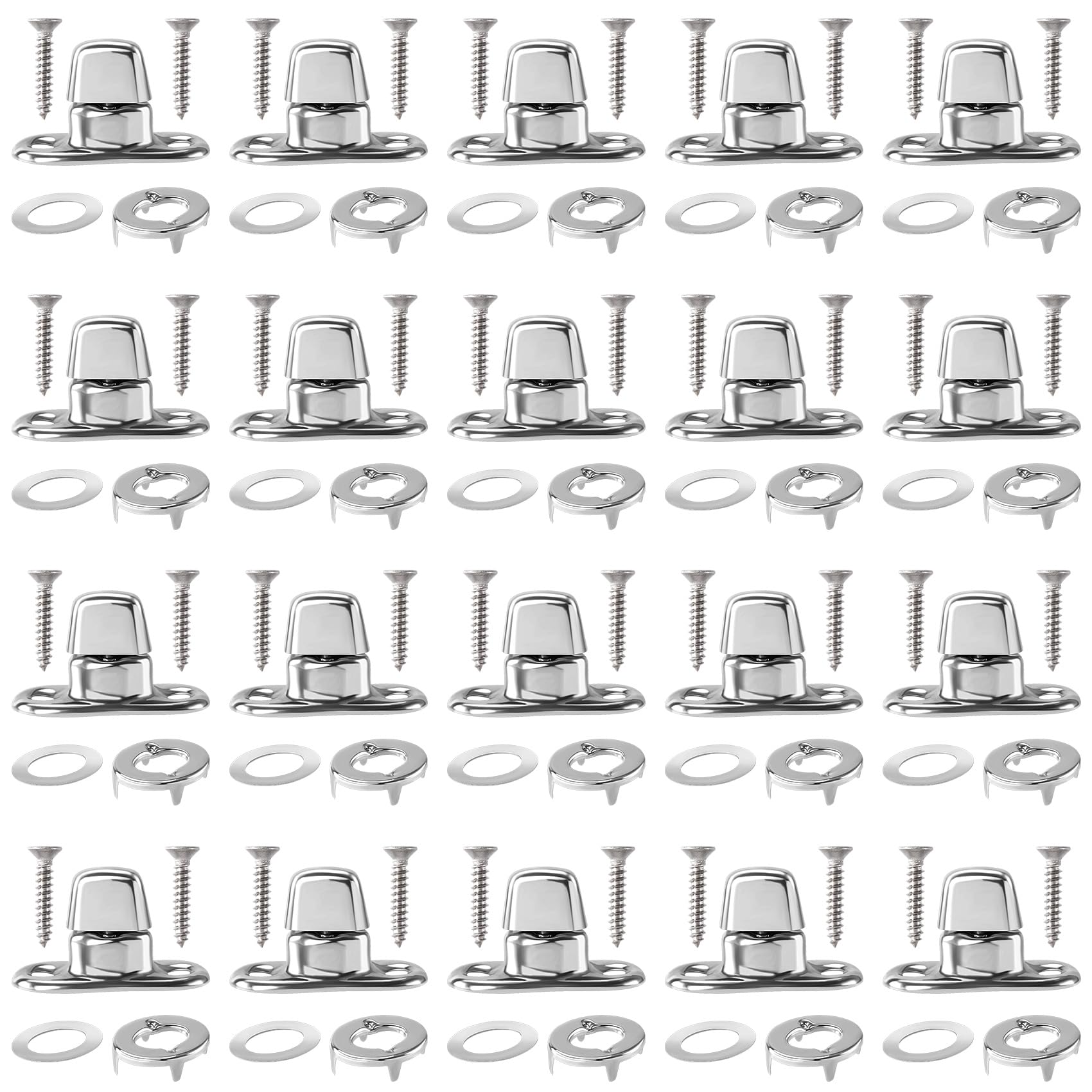 Photo 1 of Mxxipp 20 Set Canvas Twist Lock Fasteners, Marine Grade Hurricane Grommet Fasteners, Rustproof Zinc Alloy Turn Button Eyelet and Stud Mounting Screws for Ships Yachts Fishing Boats- Silver