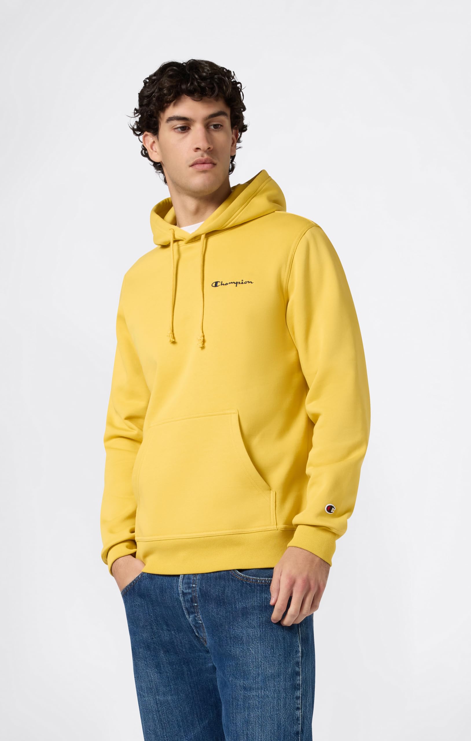 Champion Bluza męska z pluszową podszewką i małym haftowanym logo ikony, 221790