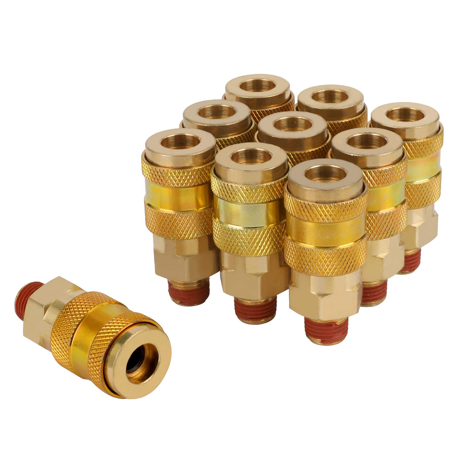 WYNNsky Air Compressor Accessories Fittings, Universal Type Air Coupler with 1/4'' NPT Male Threads, 10 Pieces Air Tools Fittings
