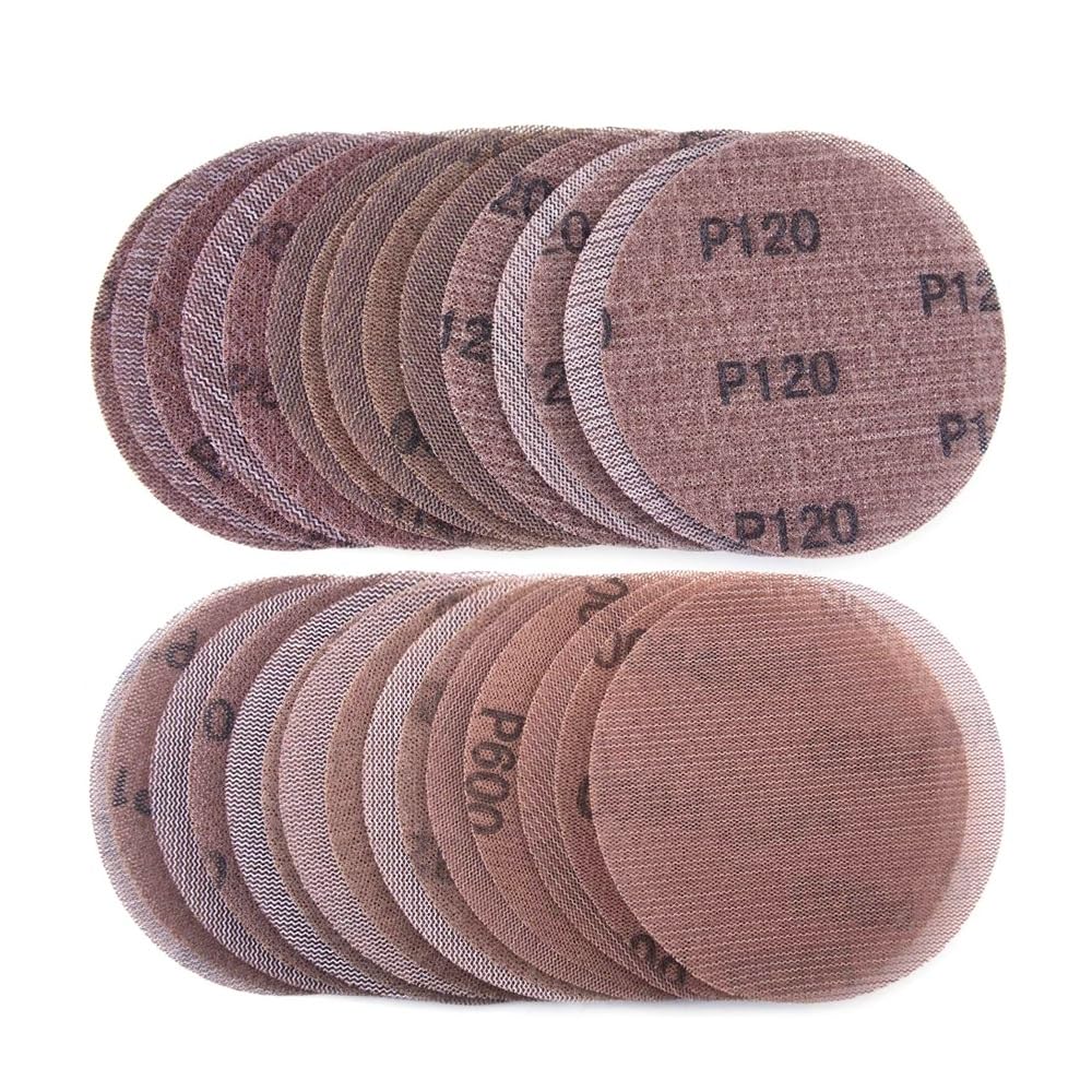 Hook and Loop Sandpaper disc, Mesh Sanding Discs 5 inch 125mm Hook & Loop Free 80-600 Grit 30pcs for Car Wood(320grit)