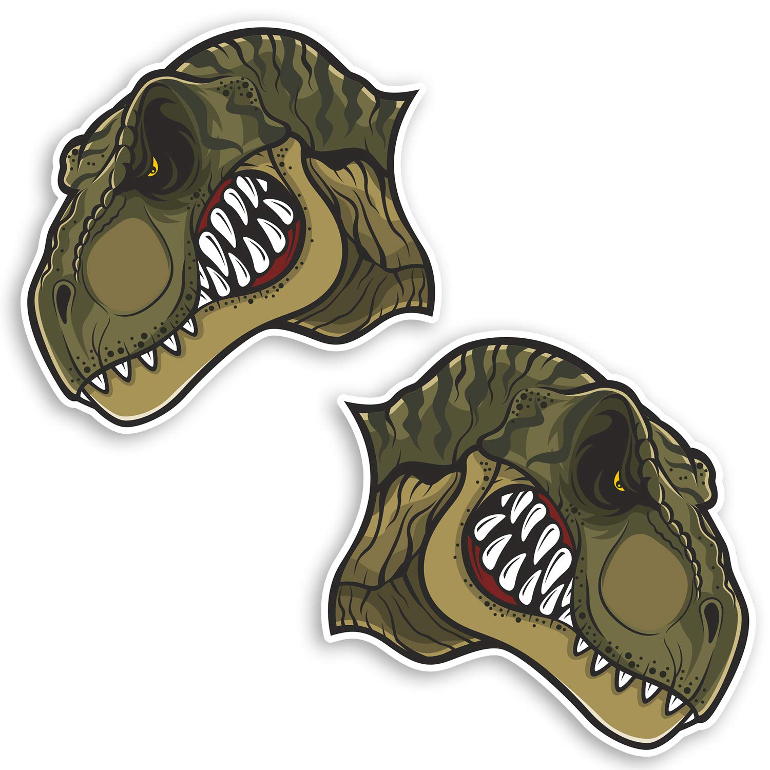 2 x 10cm T-Rex Head Vinyl Stickers - Dino Dinosaur Kids Laptop Sticker #31579 (10cm Wide)