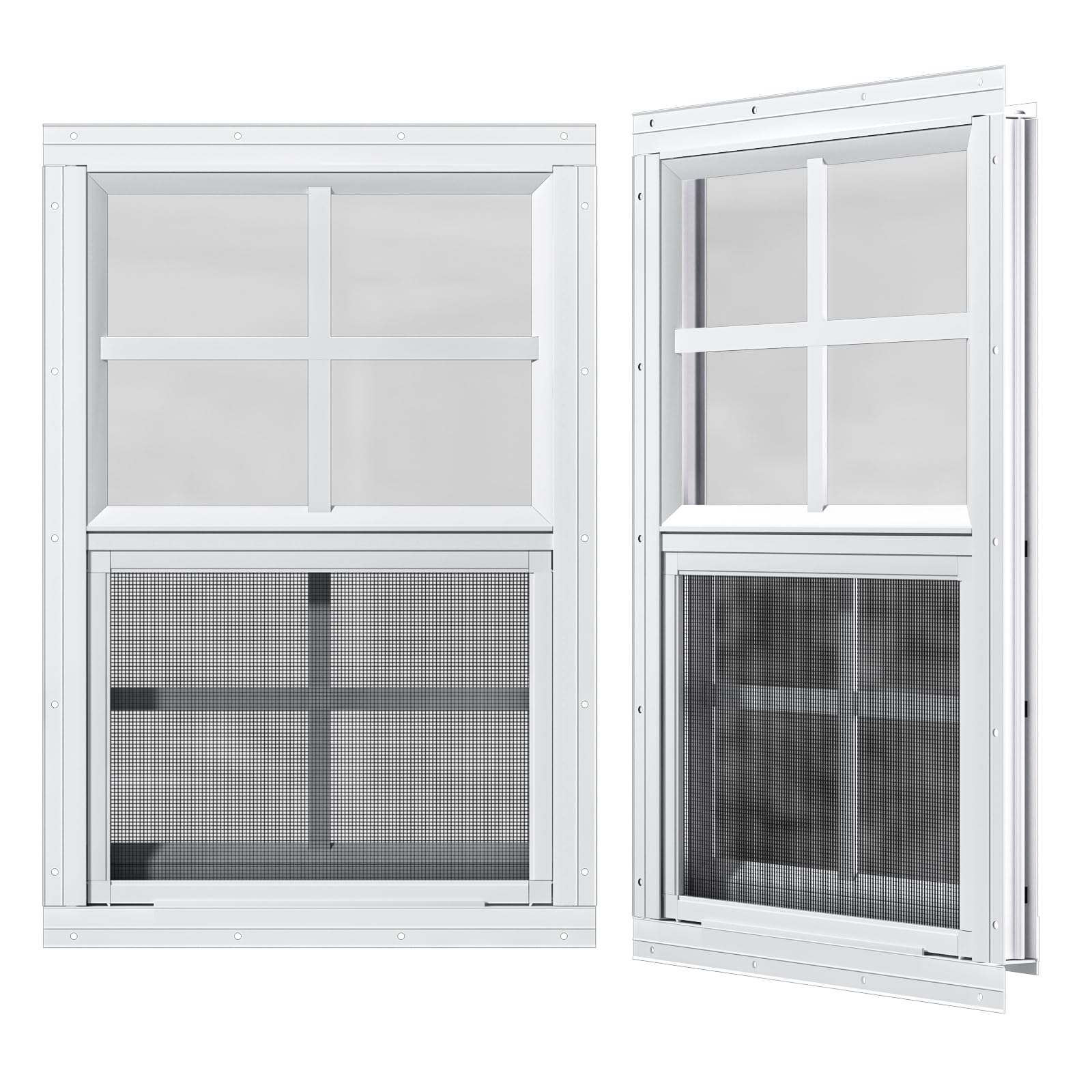 WRISIN 2 Pack Shed Windows 24" x 36" H Flush Mount, White Household Windows for Playhouses, Barns, Chicken Coop