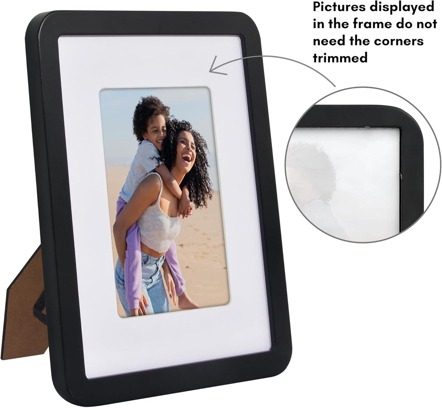 Americanflat 8x10 Picture Frame with Round Corner Molding - Use as 5x7 Frame with Mat or 8x10 Frame Without Mat - Mod Collection - Black Photo Frame with Shatter-Resistant Glass for Tabletop and Wall - Image 4