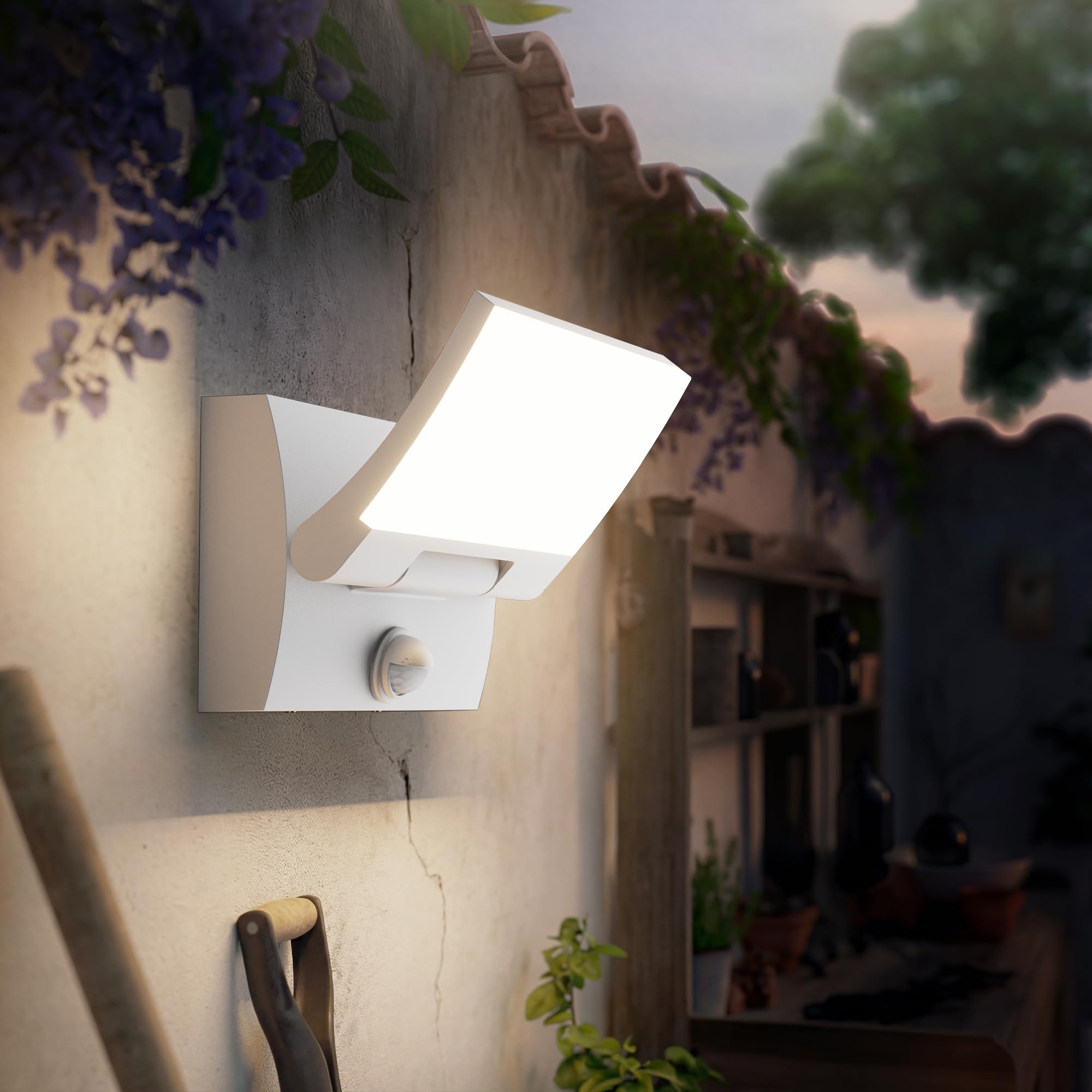 K-Bright 30W Apliques LED Exterior con Sensor de Movimiento Blanc