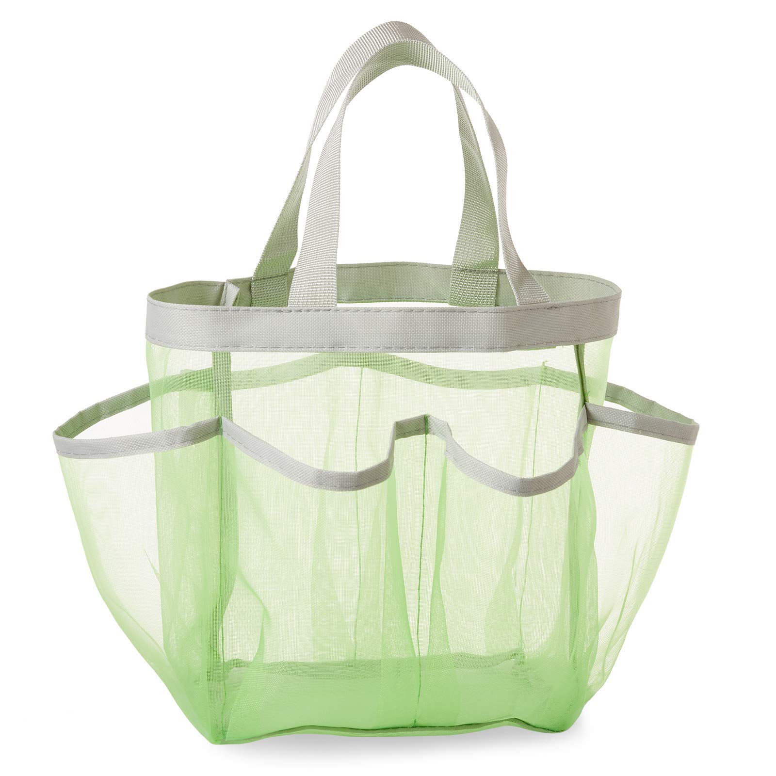 Casafield Portable Mesh Shower Caddy Tote, Green - Quick Dry Hanging Bathroom & Toiletry Organizer Storage Bag for College Dorms, Gym, Camping and Travel