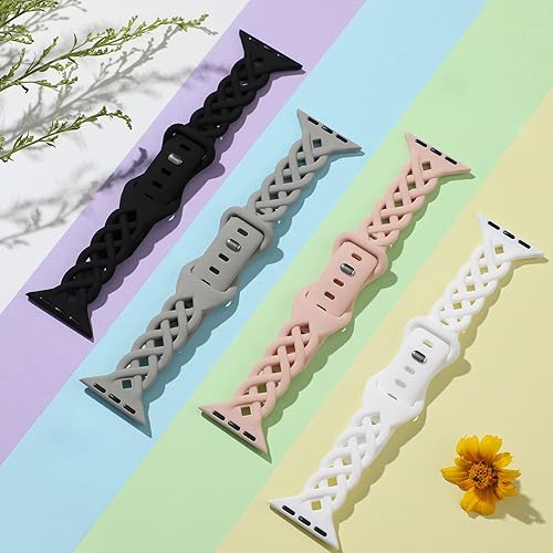 Miniatura 4 de Correas de silicona delgadas compatibles con Apple Watch Band de 1.575 in, 1.496 in, 1.614 in, 1.732 in, 1.772 in, 1.811 in, 1.929 in y 1.654 in,