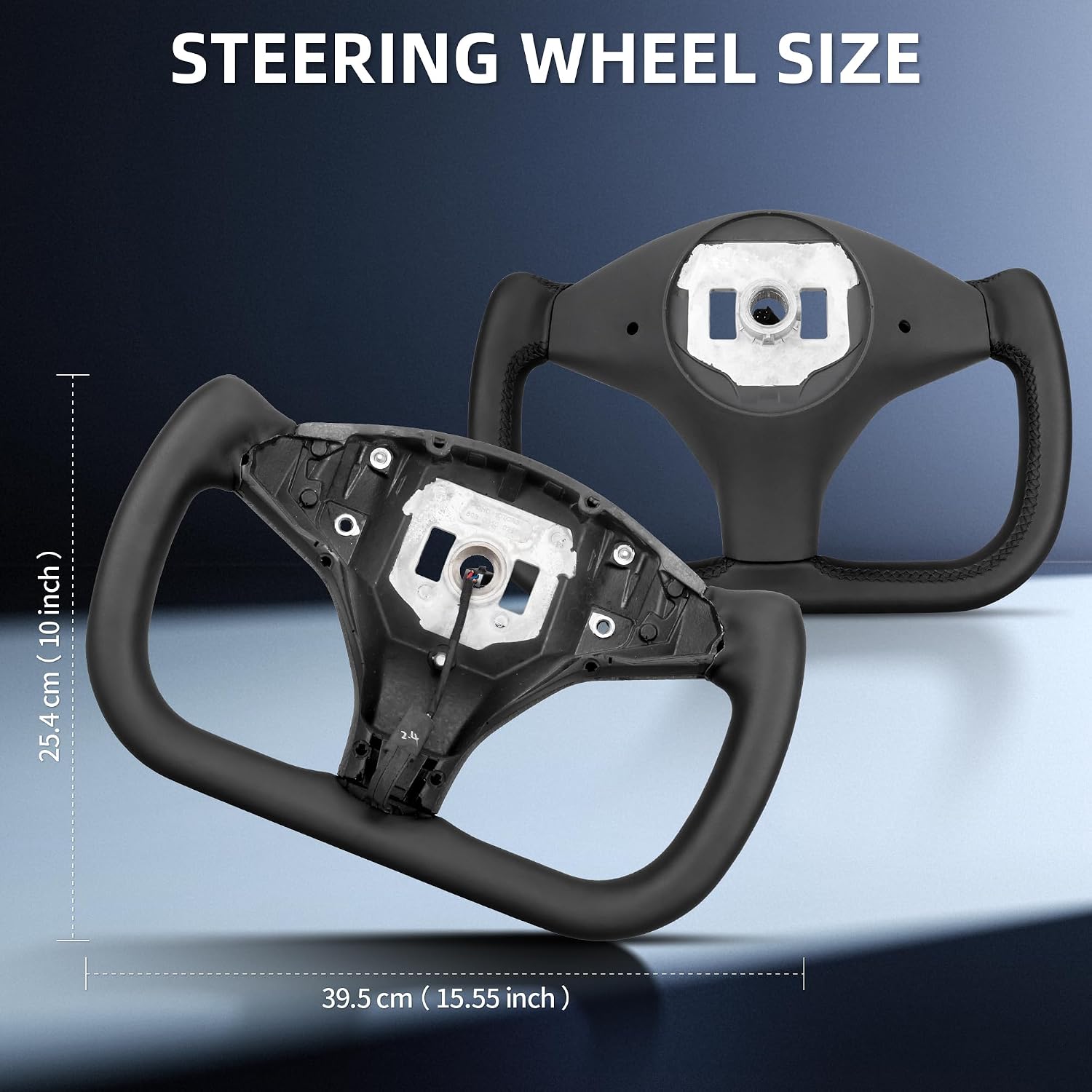 Yoke Steering Wheel for Tesla Model X 2016-2020,For Tesla Model S 2014-2020 Black Microfiber Leather With Heating Function