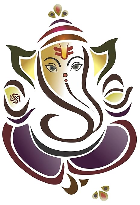 Asmi Collections PVC Wall Sticker Beautiful God Ganesha and Flower