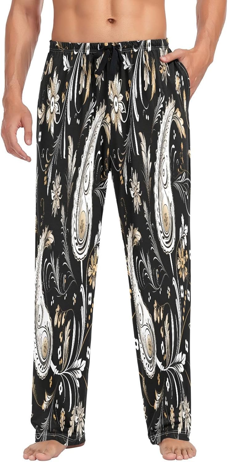 ALAZA Paisley Ornament Ethnic Men's Pajama Pants Men Cotton Pajama Bottoms with Pockets, S