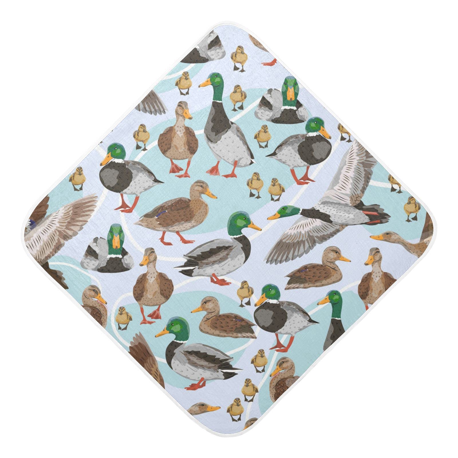 Pigsaly Cute Mallard Ducks Hooded Baby Towel Farmhouse Animals Baby Bath Towel Unisex Toddlers Hooded Towels Cotton Boy Washcloths Girl Shower Towel for Infant Newborn 30 x 30 in
