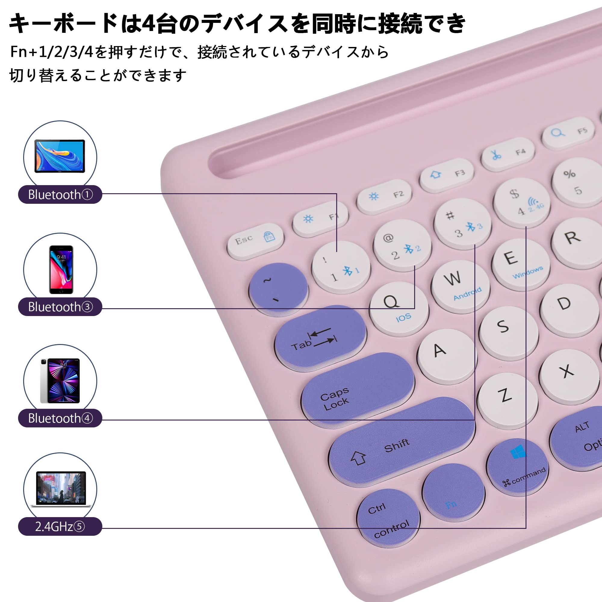 Amazon | 無線キーボード bluetoothとワイヤレス2.4GHz 2種類の接続