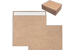 100-Count A7 Self-Seal Brown Kraft Paper Envelopes for Standard 5x7 Cards and Photos