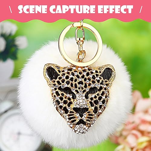 Miniatura 6 de 1 colgante decorativo para llave de automóvil, llave de control remoto con diamantes de imitación, cabeza de leopardo, para la mayoría de los