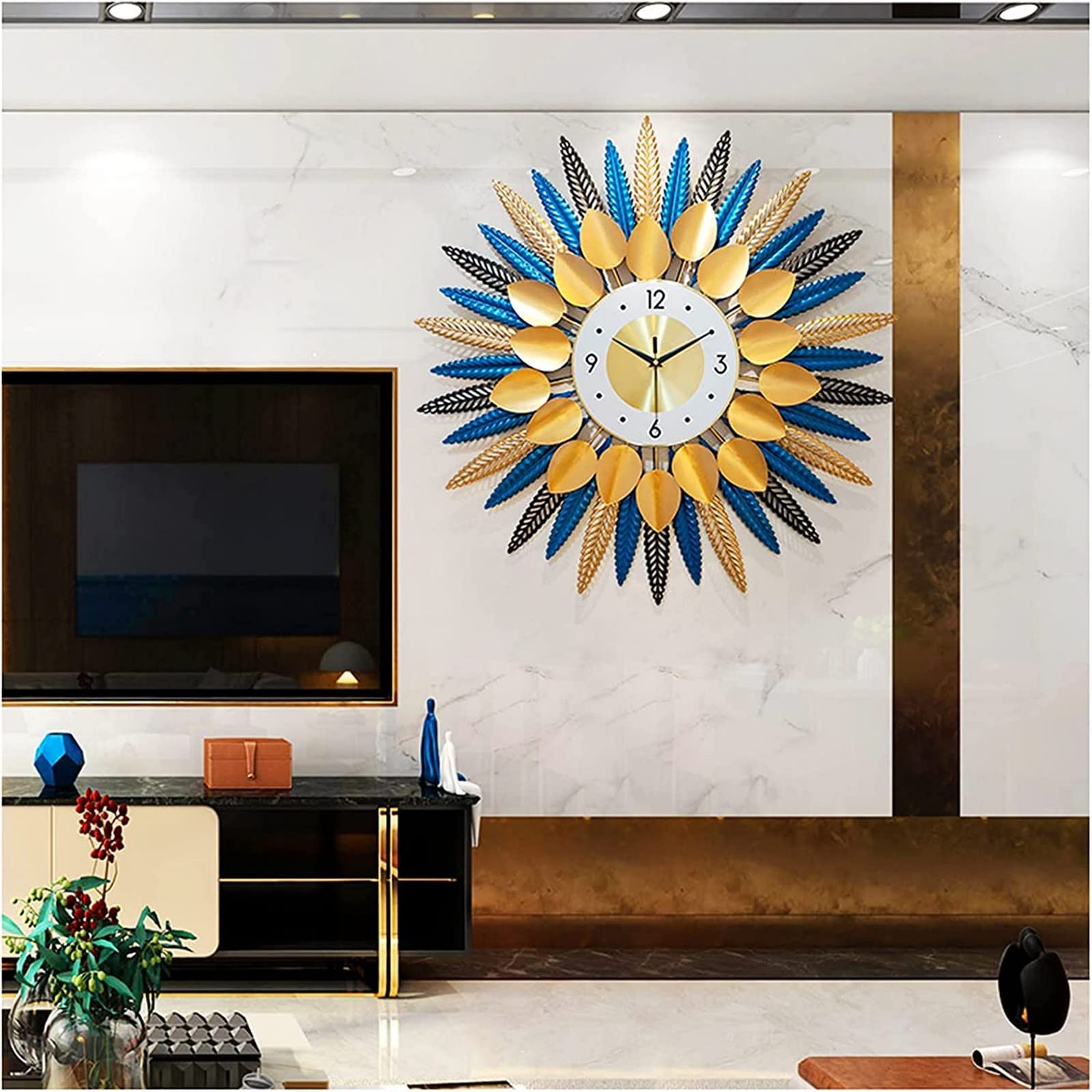 SaryEdge Wall Clock Art Simple Wall Clock for Living Room Decor Modern 3D Art Metal Clock Wall Clocks Large Silent Quartz Clock for Bedroom Kitchen Decor,70Cm Wall Decor Clock,