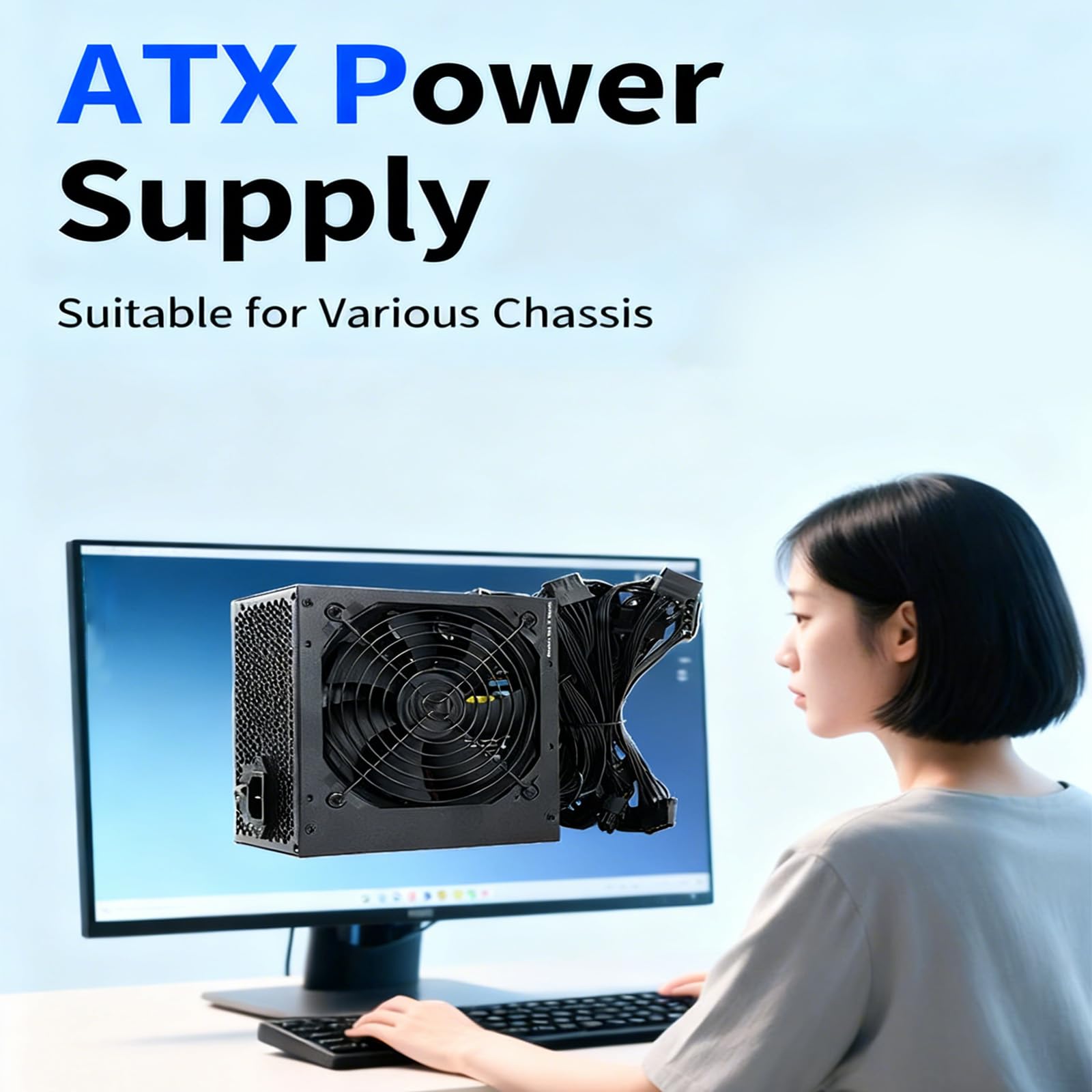 400W Desktop Computer Netzteil Thermomanagement 8Pin für Miner Mining Cave Mining Netzteil Zubehör Gaming Desktop