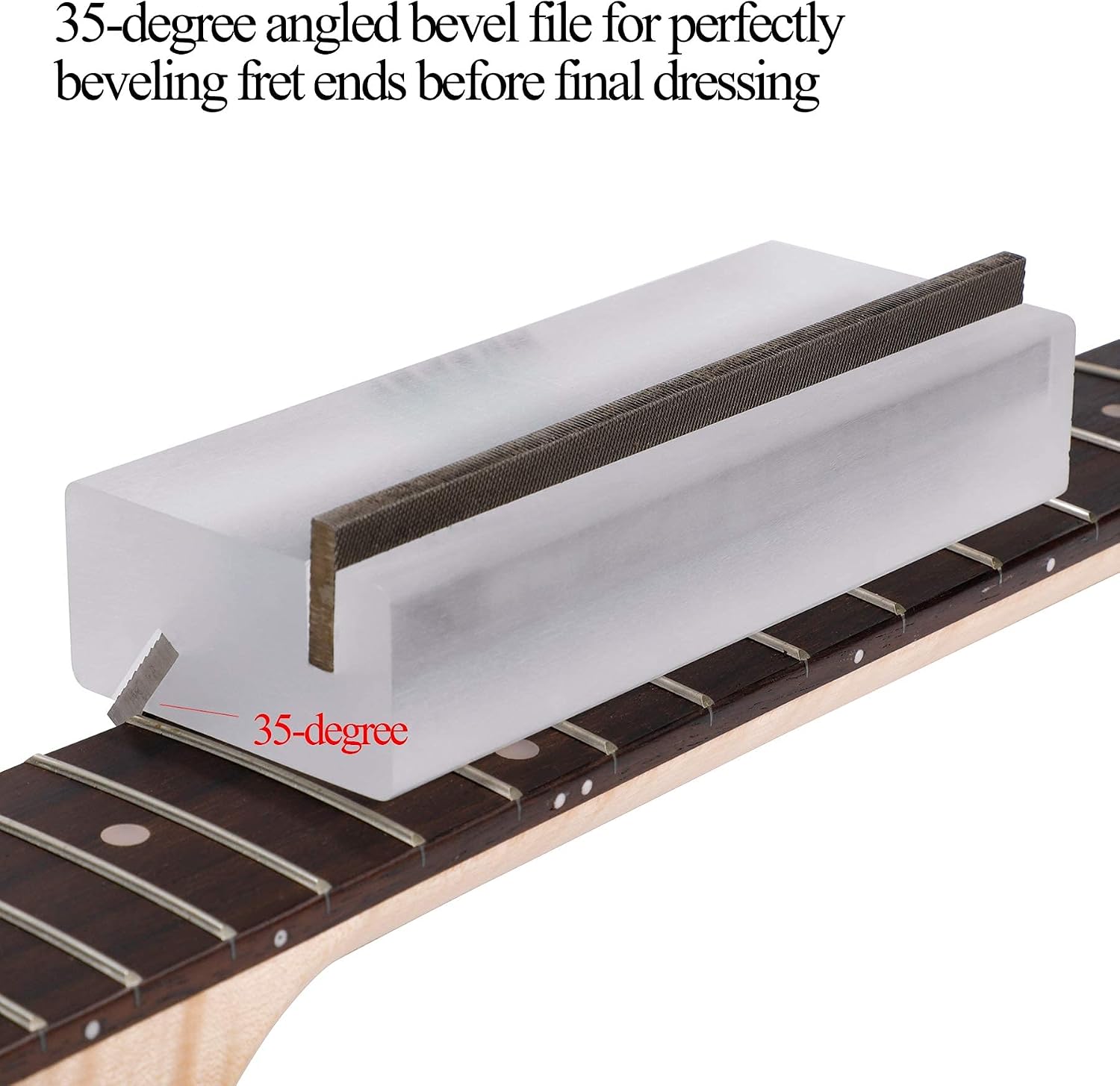 Alnicov Guitar Fret Crowning End Bevel-Flush Files Tool (35-Deg and 90-Deg) Luthier File Tools for Guitar Bass