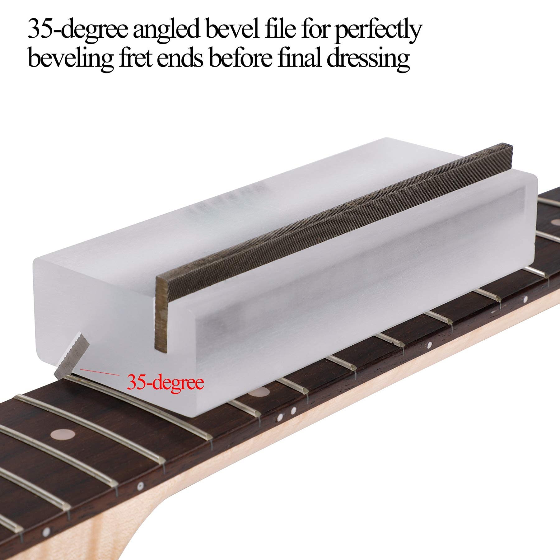 Alnicov Strumento per lime a filo con estremità smussate per tasti della chitarra (35-deg e 90-deg) Strumenti per liutaio per chitarra basso