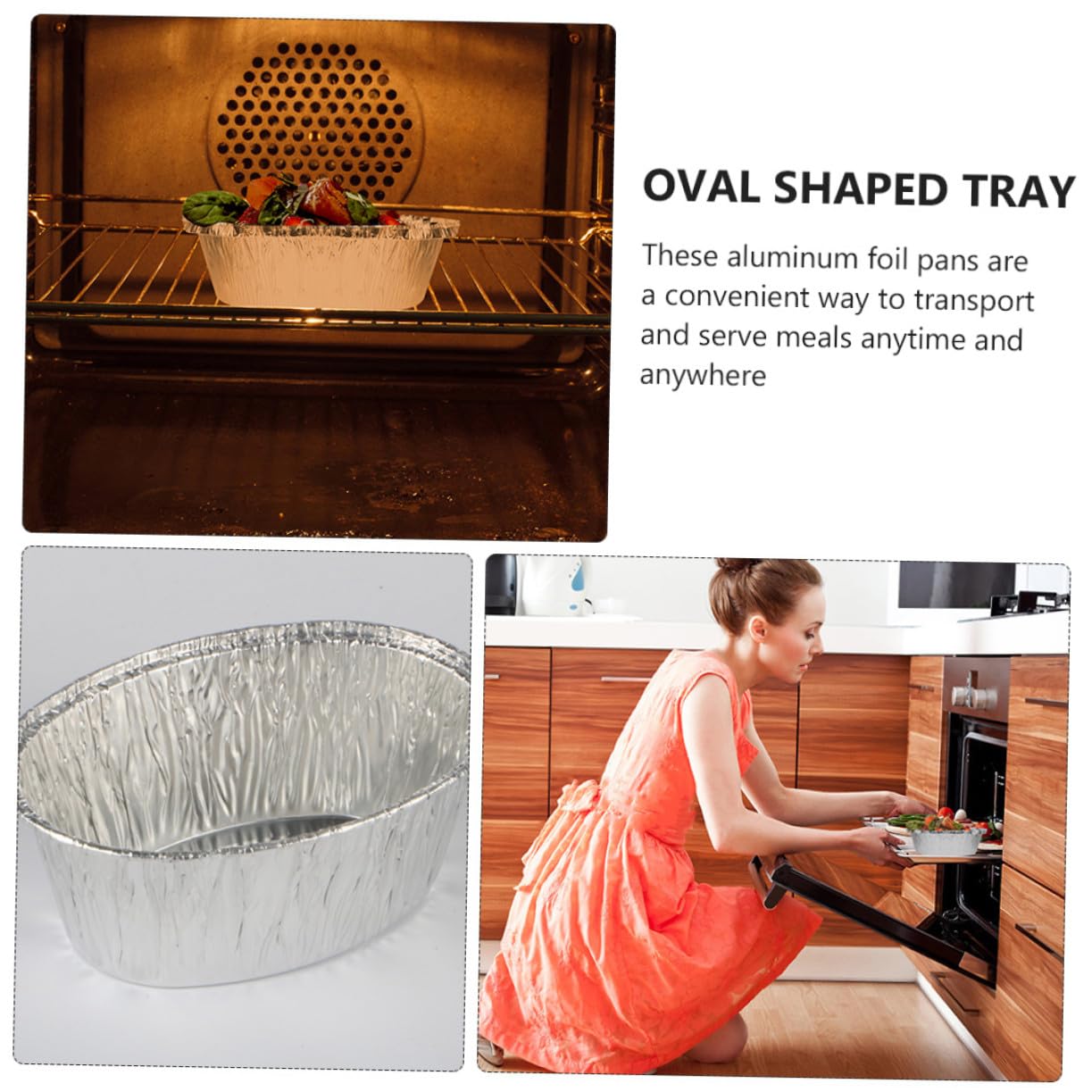 GALPADA Vaschette Resistenti Alte Temperature in Carta Stagnola Usa e Getta Ovali Argento 125 Pezzi per Riscaldare e Conservare Cibo in Forno e Frigorifero