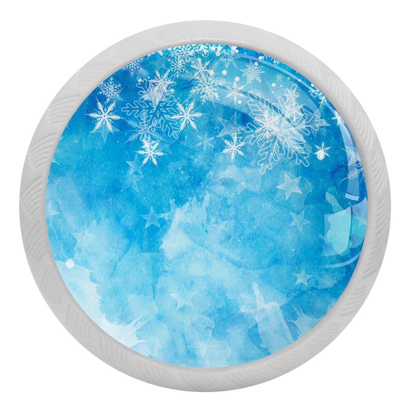 Poignées de tiroir flocon de neige bleu 3,5 cm, lot de 4 boutons d'armoire fluorescents pour commode